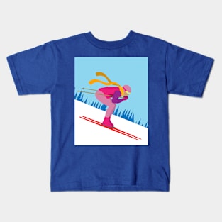 Skier Snow Mountains Extreme Sport Kids T-Shirt